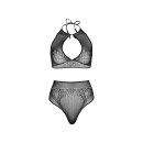 Halter Crop Top & Thong Panty Black OS