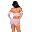 Lace Tube Dress and Gloves White OS