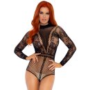 Fishnet Bodysuit with Snapcrotch Black OS