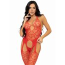 Net Suspender Bodystocking Red OS