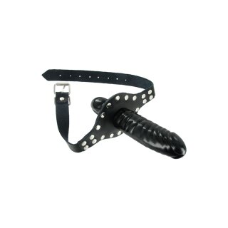 Strict ride me! Mouth gag leather black