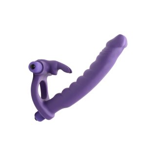 Frisky double penetration ring with clitoris vibration purple