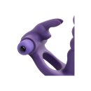 Frisky double penetration ring with clitoris vibration purple