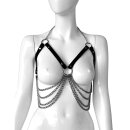 Adjustable Leather Bra with Chains
