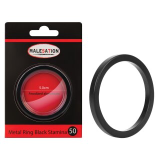 MALESATION Metal Ring Black Stamina 50