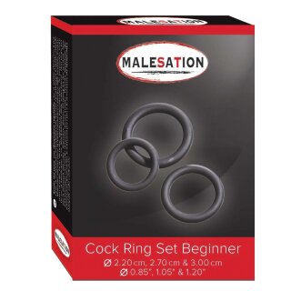 MALESATION Cock Ring Set Beginner (Ø 2,20 cm, 2,70 cm & 3,00 cm)