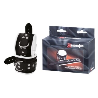 XX-DREAMSTOYS Leder Fußfessel breit weiss schwarz