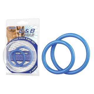 BLUE LINE C&B GEAR Silicone Cock Ring Set - Blue