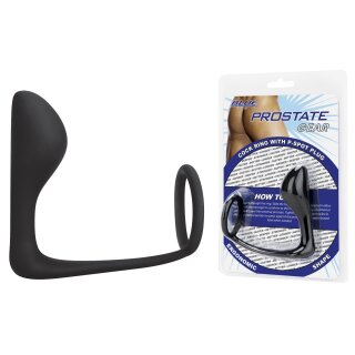 BLUE LINE C&B GEAR Cock Ring with P-Spot Plug