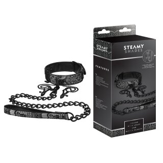 STEAMY SHADES Collar with Leash and Nipple Clamps