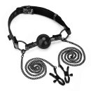 STEAMY SHADES Ball Gag with Nipple Clamps
