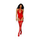 Dreamgirl Stretch Lace and Velvet Garter Teddy Red OS - QS