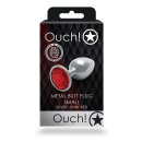 Shots Ouch! Runder Edelstein Anal Plug Silber Rubinrot klein 2,7 cm