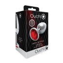 Shots Ouch! Runder Edelstein Anal Plug Silber Rubinrot mittel 3,4 cm