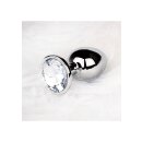 Shots Ouch! Runder Edelstein Anal Plug Silber mittel 3,4 cm