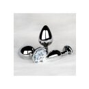 Shots Ouch! Runder Edelstein Anal Plug Silber mittel 3,4 cm