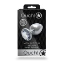 Shots Ouch! Runder Edelstein Anal Plug Silber mittel 3,4 cm