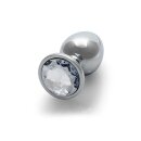 Shots Ouch! Runder Edelstein Anal Plug Silber mittel 3,4 cm