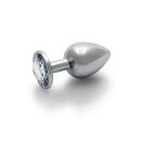 Shots Ouch! Runder Edelstein Anal Plug Silber mittel 3,4 cm