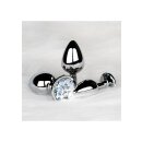 Shots Ouch! Runder Edelstein Anal Plug Silber groß 4 cm