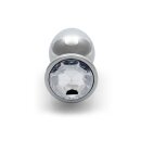 Shots Ouch! Runder Edelstein Anal Plug Silber groß 4 cm