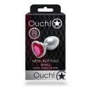 Shots Ouch! Heart Gemstone Anal Plug Silver Pink small 2.7 cm