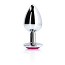 Shots Ouch! Heart Gemstone Anal Plug Silver Pink small 2.7 cm