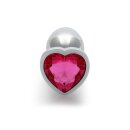 Shots Ouch! Heart Gemstone Anal Plug Silver Pink small 2.7 cm
