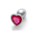 Shots Ouch! Heart Gemstone Anal Plug Silver Pink small 2.7 cm