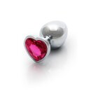 Shots Ouch! Heart Gemstone Anal Plug Silver Pink medium 3,4 cm