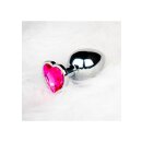Shots Ouch! Heart Gemstone Anal Plug Silver Pink medium 3,4 cm