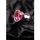 Shots Ouch! Heart Gemstone Anal Plug Silver Pink medium 3,4 cm