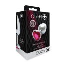 Shots Ouch! Heart Gemstone Anal Plug Silver Pink medium 3,4 cm