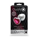 Shots Ouch! Heart Gemstone Anal Plug Silver Pink medium 3,4 cm