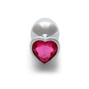 Shots Ouch! Heart Gemstone Anal Plug Silver Pink medium 3,4 cm