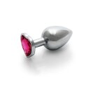 Shots Ouch! Heart Gemstone Anal Plug Silver Pink medium 3,4 cm