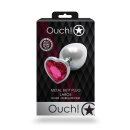 Shots Ouch! Herz Edelstein Anal Plug Silber Rosa groß 4 cm