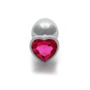 Shots Ouch! Herz Edelstein Anal Plug Silber Rosa groß 4 cm