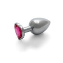 Shots Ouch! Herz Edelstein Anal Plug Silber Rosa groß 4 cm