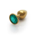 Shots Ouch! Round gemstone anal plug gold emerald green small 2.7 cm