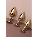 Shots Ouch! Round gemstone anal plug gold emerald green small 2.7 cm