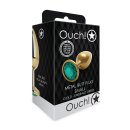 Shots Ouch! Round gemstone anal plug gold emerald green small 2.7 cm