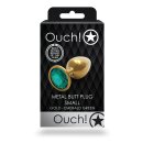 Shots Ouch! Round gemstone anal plug gold emerald green small 2.7 cm