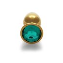 Shots Ouch! Round gemstone anal plug gold emerald green small 2.7 cm