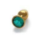 Shots Ouch! Round gemstone anal plug gold emerald green small 2.7 cm