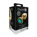Shots Ouch! Runder Edelstein Analplug Gold Smaragdgrün mittel 3,4 cm