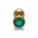Shots Ouch! Round gemstone anal plug gold emerald green large 4 cm