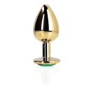 Shots Ouch! Round gemstone anal plug gold emerald green large 4 cm