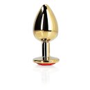 Shots Ouch! Heart gemstone anal plug gold ruby red small 2.7 cm