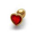 Shots Ouch! Heart gemstone anal plug gold ruby red small 2.7 cm